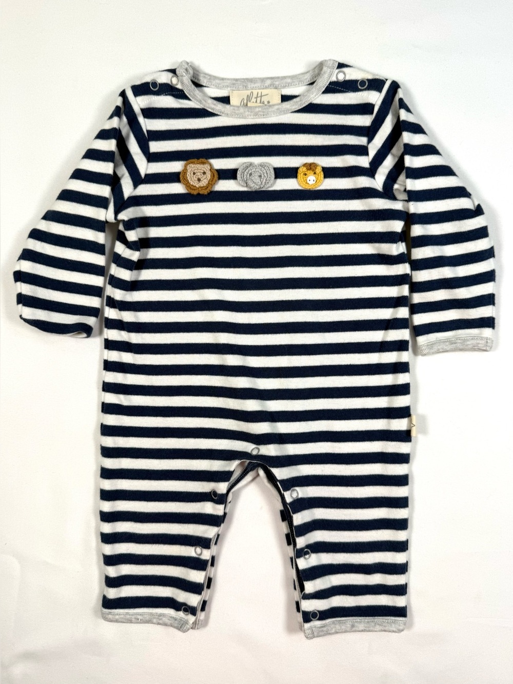 ALBETTA Baby Safari Crochet Animals Romper 3-6m Striped Zoo Luxury Baby Boutique